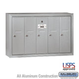 Vertical Mailbox with 5 Compartments - Aluminum Surface Mounted USPS Approved