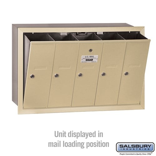 Vertical Mailbox with 5 Compartments - Sandstone - Recessed Mounted - Private Access