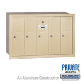 Vertical Mailbox with 5 Compartments - Sandstone - Recessed Mounted - Private Access
