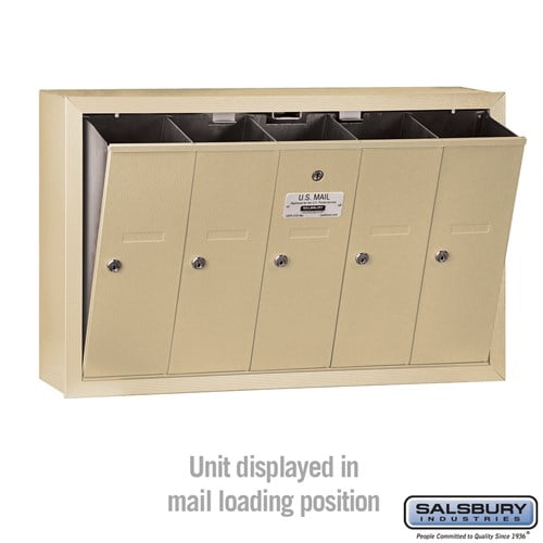 Vertical Mailbox with 5 Compartments - Sandstone - Surface Mounted - USPS Approved