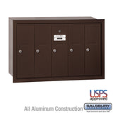 Bronze 5-Door Vertical Mailbox - Recessed Mounted - USPS Approved
