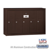 Bronze Vertical Mailbox with 5 Compartments - Surface Mounted - USPS Approved