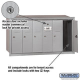 6-Door Aluminum Vertical Mailbox with Private Access and Recessed Mounting