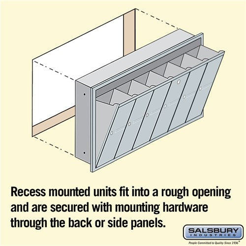 6-Door Aluminum Vertical Mailbox with Private Access and Recessed Mounting