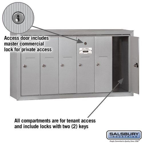 6-Door Aluminum Vertical Mailbox with Private Access