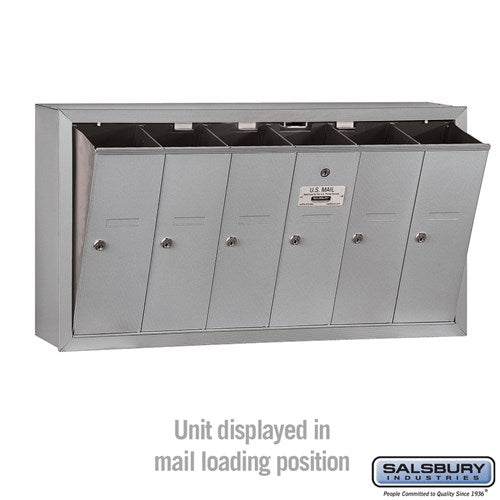 6-Door Aluminum Vertical Mailbox - Surface Mounted - USPS Approved