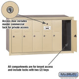 6-Door Sandstone Vertical Mailbox with Private Access and Recessed Mounting