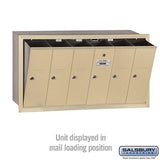 6-Door Sandstone Vertical Mailbox with Private Access and Recessed Mounting