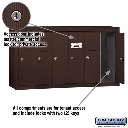 Bronze Vertical Mailbox with 3 Compartments and Private Access