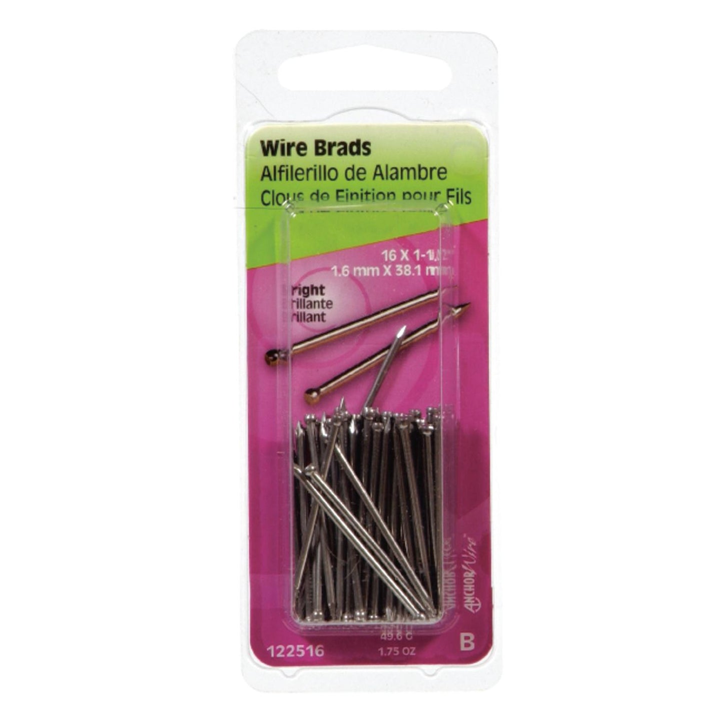 Hillman 16 Ga x 1-1/2 in Bright Steel Wire Brad Nails, 1-Pack (1.75 oz)