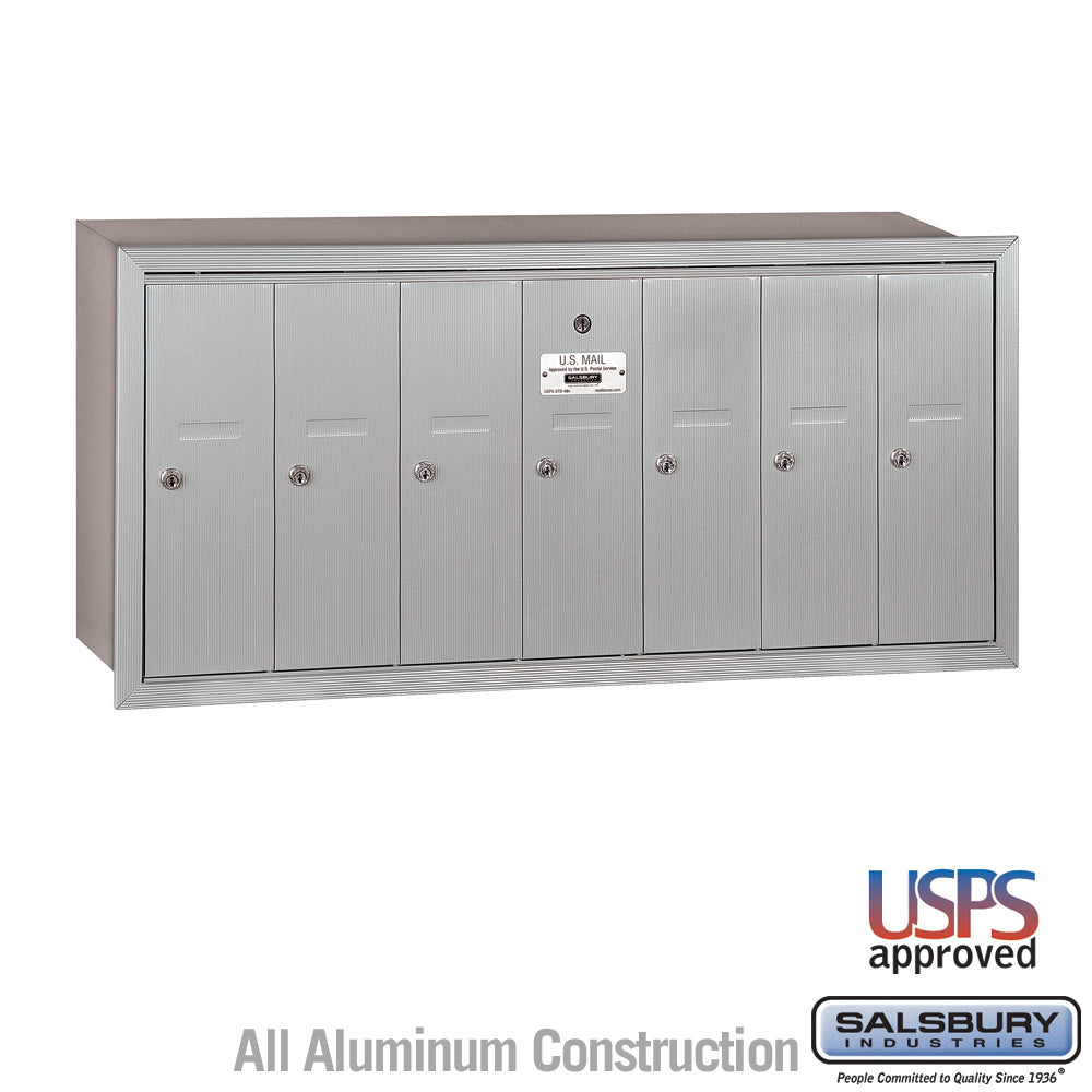 7-Door Aluminum Vertical Mailbox - Recessed Mounted - USPS Approved