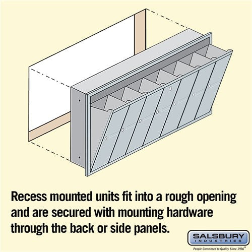 7-Door Aluminum Vertical Mailbox - Recessed Mounted - USPS Approved