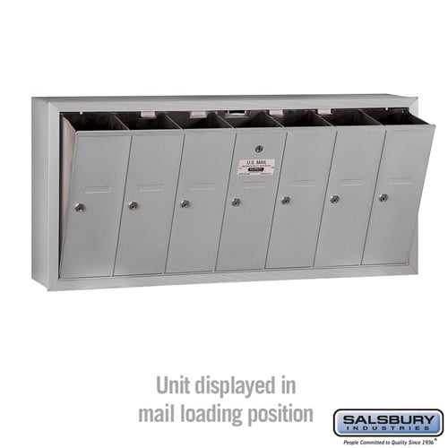 7-Door Aluminum Vertical Mailbox with Private Access and Secure Locks