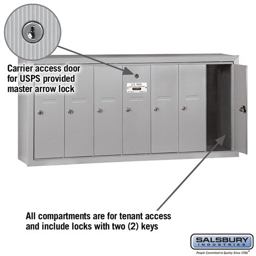 7-Door Vertical Mailbox - Aluminum - Surface Mounted - USPS Approved