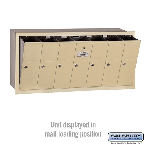 7-Door Sandstone Vertical Mailbox with Recessed Mounting and Private Access
