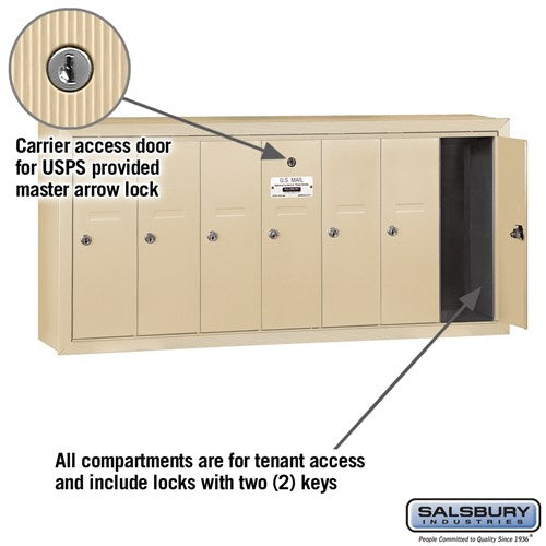 7-Door Sandstone Vertical Mailbox - Surface Mounted - USPS Approved