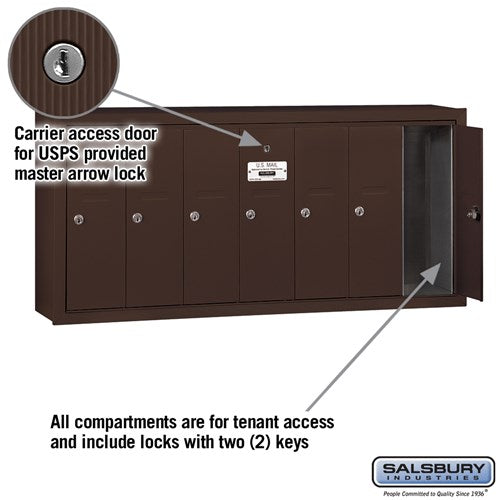 Bronze 7-Door Vertical Mailbox - Surface Mounted - USPS Approved
