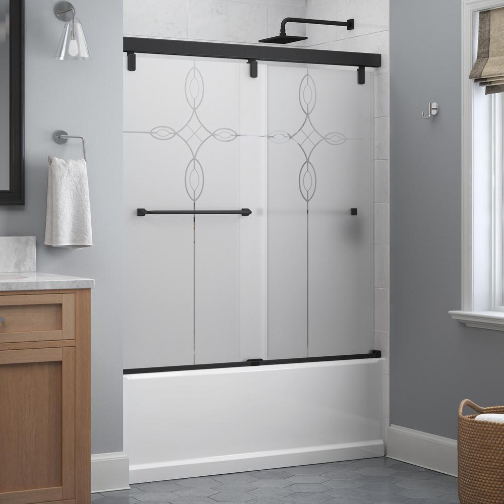 Everly 60 in. x 59-1/4 in. Mod Semi-Frameless Sliding Bathtub Door in Chrome and 1/4 in. (6mm) Clear Glass - Super Arbor