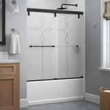 Everly 60 in. x 59-1/4 in. Mod Semi-Frameless Sliding Bathtub Door in Matte Black and 1/4 in. (6mm) Mozaic Glass - Super Arbor