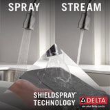 Leland Single-Handle Pull-Down Sprayer Kitchen Faucet with ShieldSpray in Stainless - Super Arbor