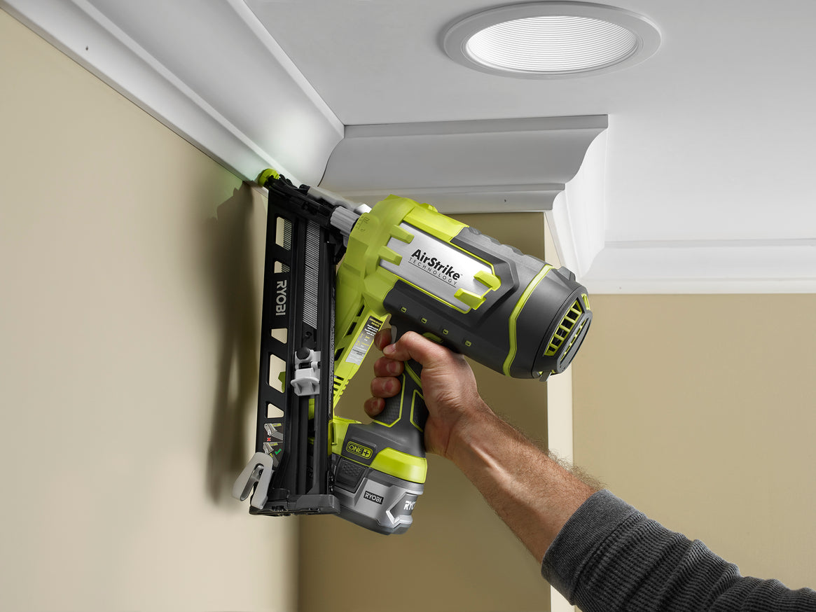 RYOBI 18V ONE+ AirStrike 15-Gauge Angled Finish Nailer (Tool Only) with Sample Nails