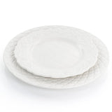 Quilted Eyelet 16 Piece Round Fine Ceramic Dinnerware Set in White
