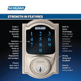 Camelot Satin Nickel Connect Z-Wave Plus Smart Deadbolt and Camelot Handleset with Accent Lever with Camelot Trim - Super Arbor
