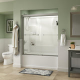 Everly 60 in. x 58-1/8 in. Traditional Semi-Frameless Sliding Bathtub Door in Bronze and 1/4 in. (6mm) Rain Glass - Super Arbor