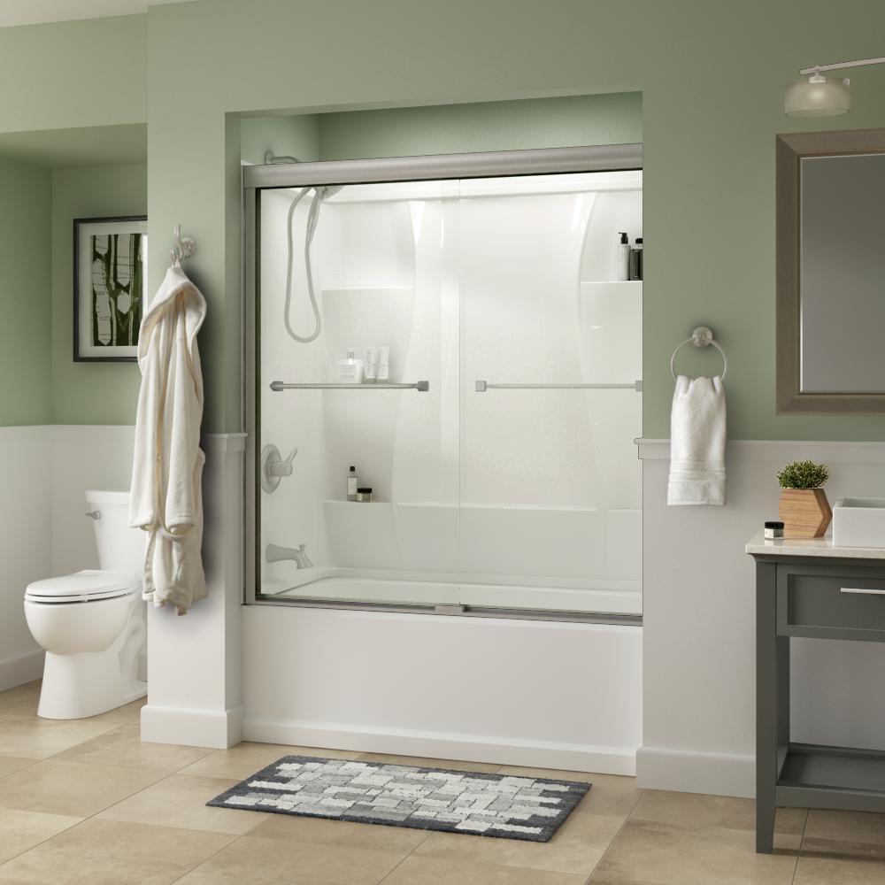 Everly 60 in. x 58-1/8 in. Traditional Semi-Frameless Sliding Bathtub Door in Chrome and 1/4 in. (6mm) Rain Glass - Super Arbor