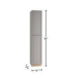 Home Decorators Collection Washington Veiled Gray Plywood Shaker Assembled Utility Pantry Kitchen Cabinet Soft Close 18 in W x 24 in D x 96 in H
