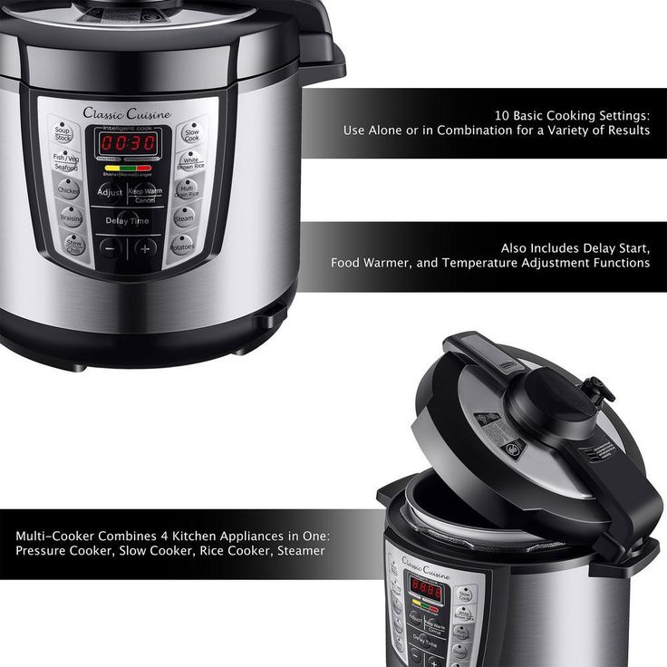4-in-1 Multi-Function 6 Qt. Silver Electric Pressure Cooker