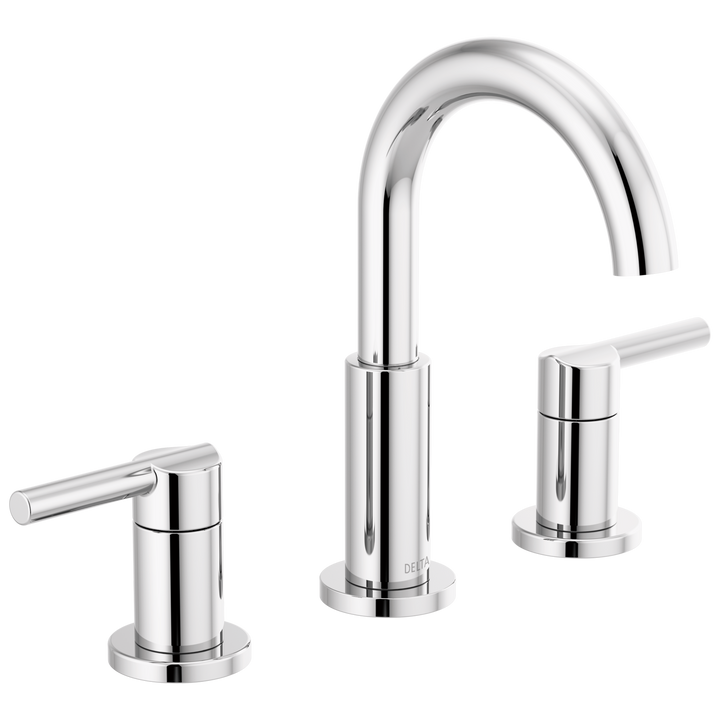 Delta Nicoli J-Spout 8 in. Widespread 2-Handle Bathroom Faucet in Chrome