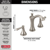 Delta Valdosta SpotShield Brushed Nickel 2‑Handle Widespread WaterSense Bathroom Sink Faucet with Drain