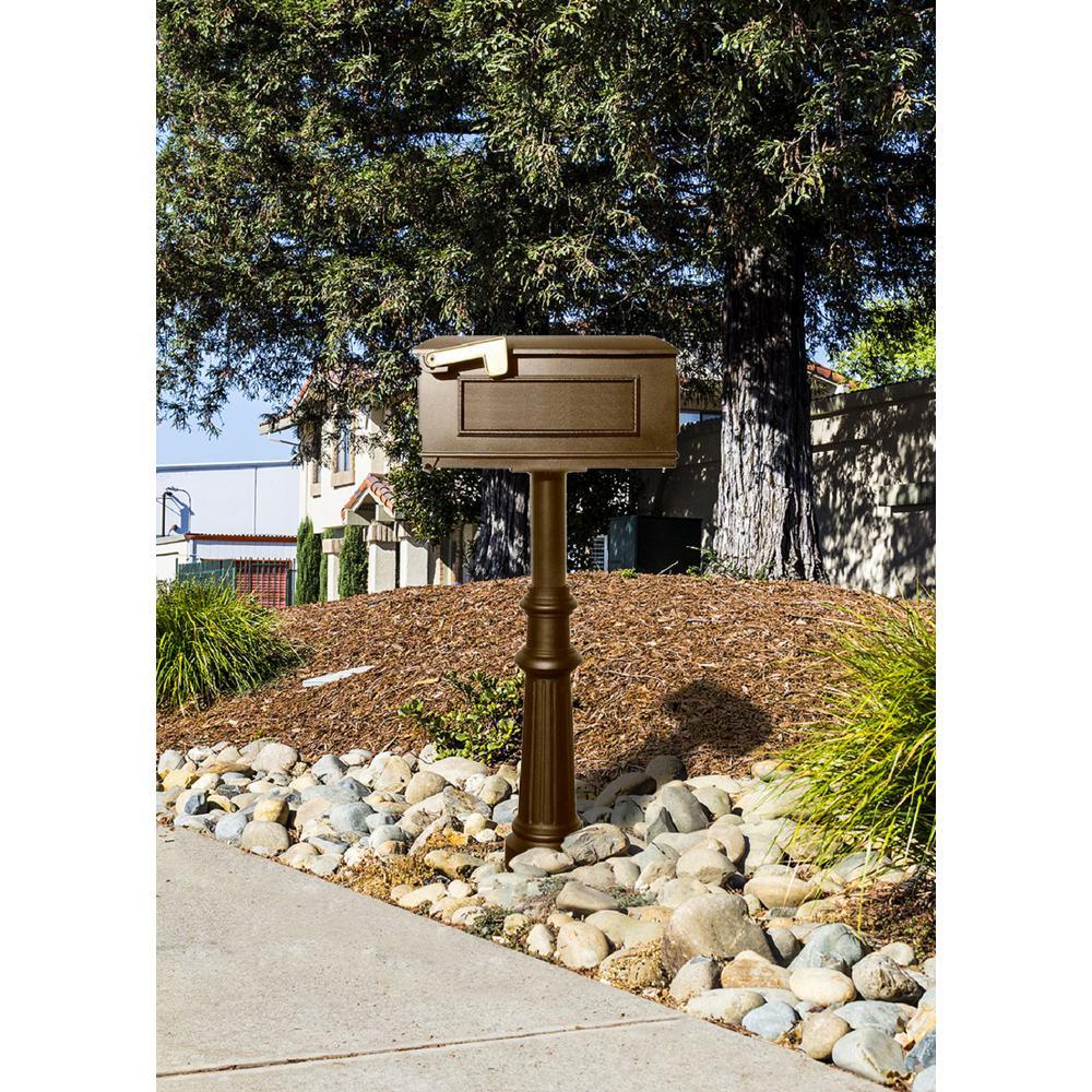 Hanford Bronze Post Mount Non-Locking Single Mailbox - Super Arbor