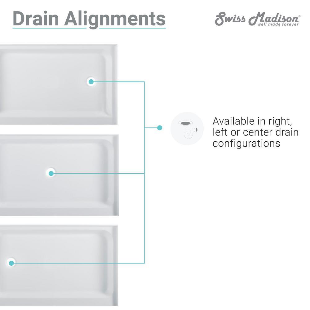 Voltaire 48 in. x 36 in. Single Threshold Acrylic Right Drain Shower Base in White - Super Arbor