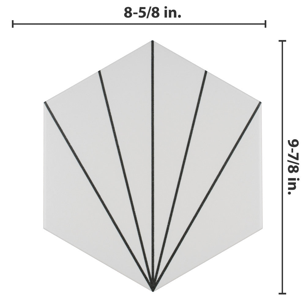 Merola Tile Aster Hex Blanco Encaustic 8-5/8 in. x 9-7/8 in. Porcelain Floor and Wall Tile (11.56 sq. ft. / Case)