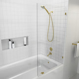 34 in. x 58 in. Frameless Fixed Panel Bathtub Door in Matte Black without Handle - Super Arbor