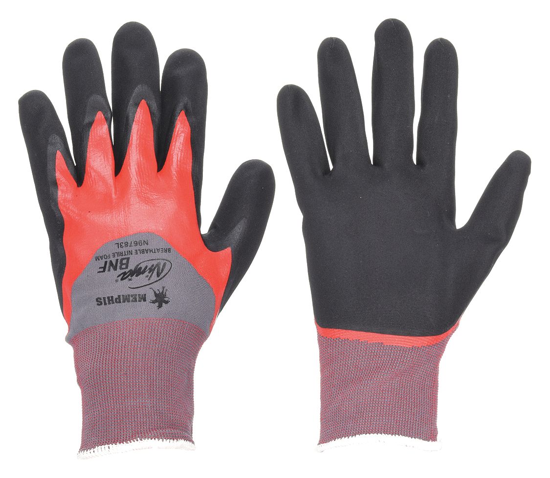 MCR SAFETY Ninja N96783 Foam Nitrile Coated Work Gloves, Size 2XL