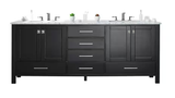 Eviva Aberdeen 84 in. W x 22 in. D x 34 in. H Double Bath Vanity in Espresso with White Carrara Marble Top and White Undermount Sinks