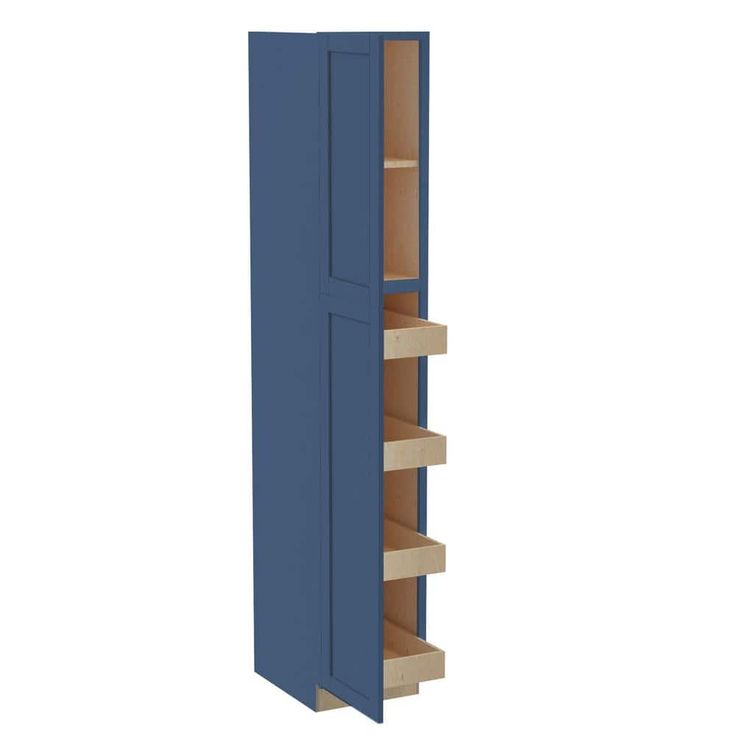 Home Decorators Collection Washington Vessel Blue Plywood Shaker Assembled Utility Pantry Kitchen Cabinet Soft Close 18 in W x 24 in D x 96 in H