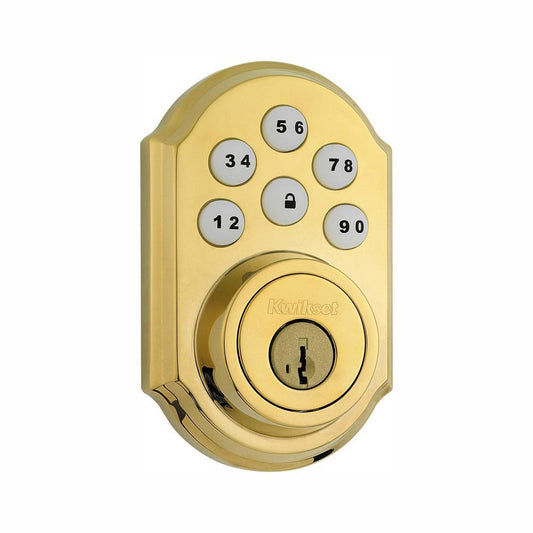 Z-Wave SmartCode Lifetime Polished Brass Single Cylinder Electronic Deadbolt Featuring SmartKey Security - Super Arbor