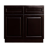 Newport Ready to Assemble 36x34.5x24 in. Base Cabinet with 2 Door and 2 Drawer in Dark Espresso - Super Arbor