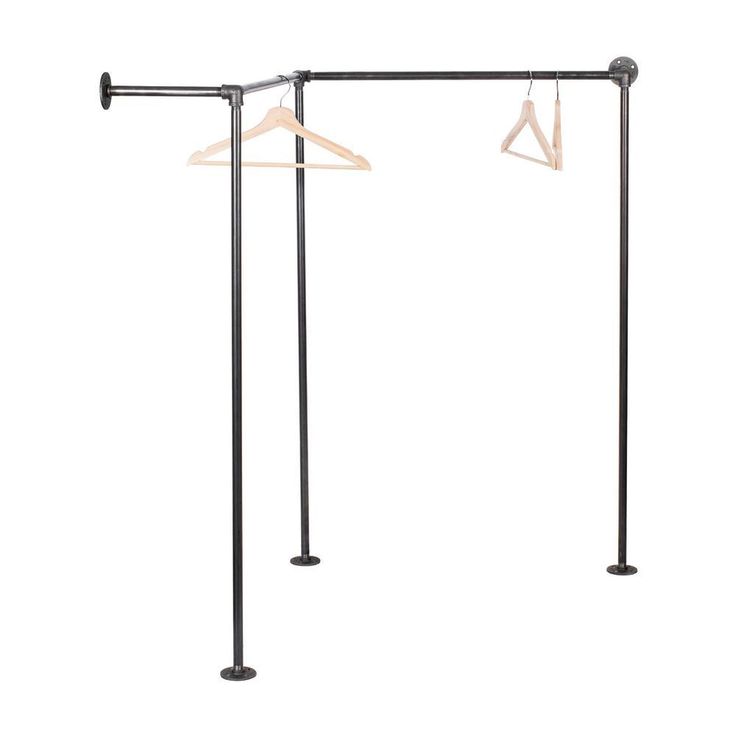 1/2 in. x 5 ft. L Black Pipe  Corner Wall Mounted Clothing Rack Kit