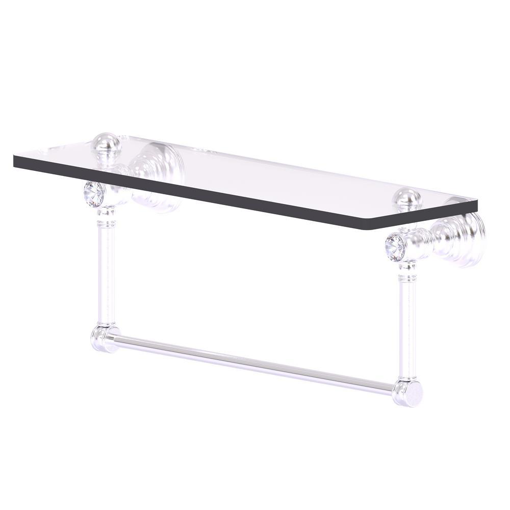 Carolina Crystal Collection 16 in. Glass Shelf with Integrated Towel Bar in Polished Brass - Super Arbor