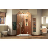Prism Plus 40 in. x 40 in. x 74.75 in. Semi-Frameless Neo-Angle Hinged Shower Enclosure in Brushed Nickel with Base - Super Arbor