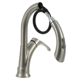 Ginger Single-Handle Pull-Down Sprayer Kitchen Faucet in Brushed Nickel - Super Arbor
