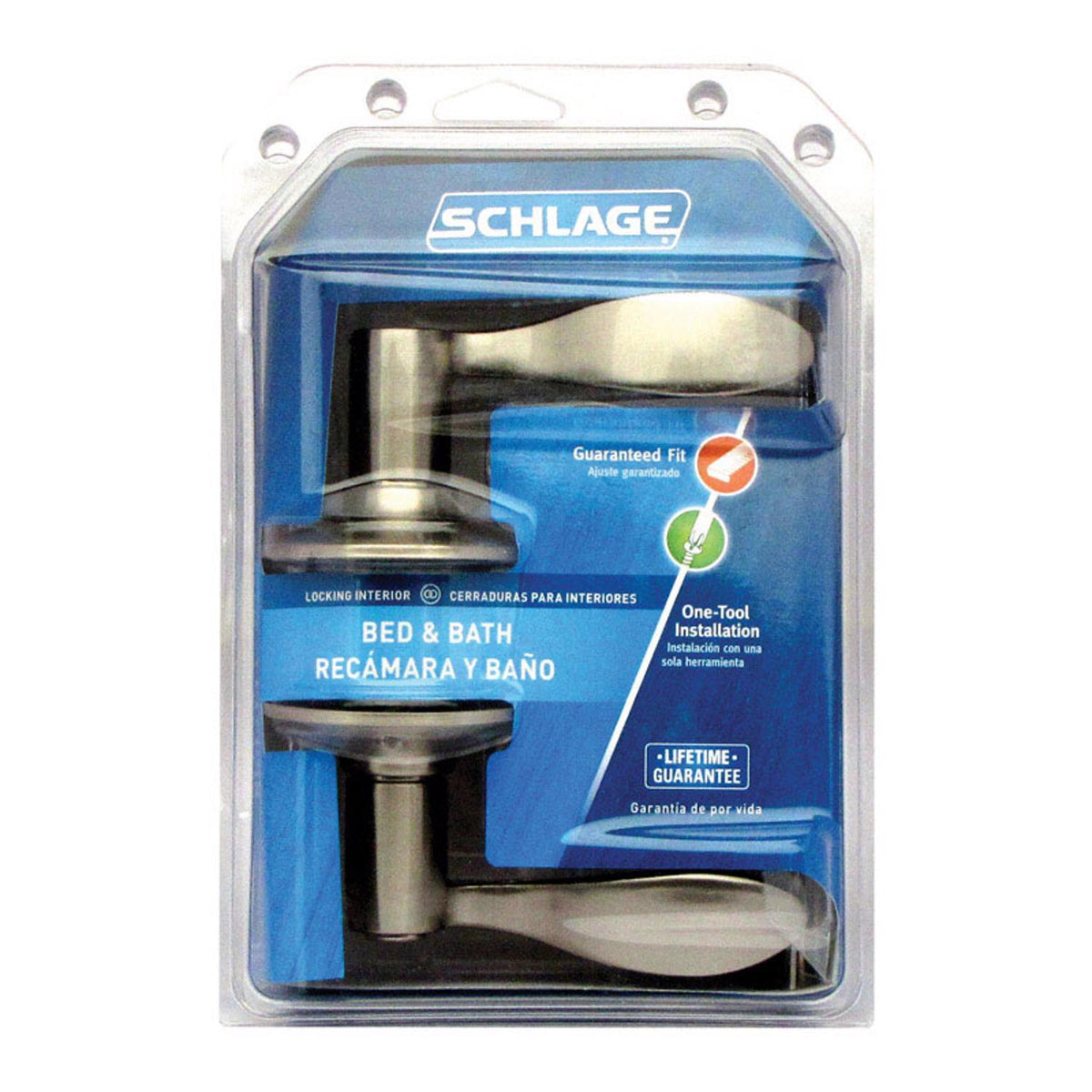 Schlage Accent Satin Nickel Privacy Lockset, ANSI Grade 2, 1-3/4 in. Max Door Thickness