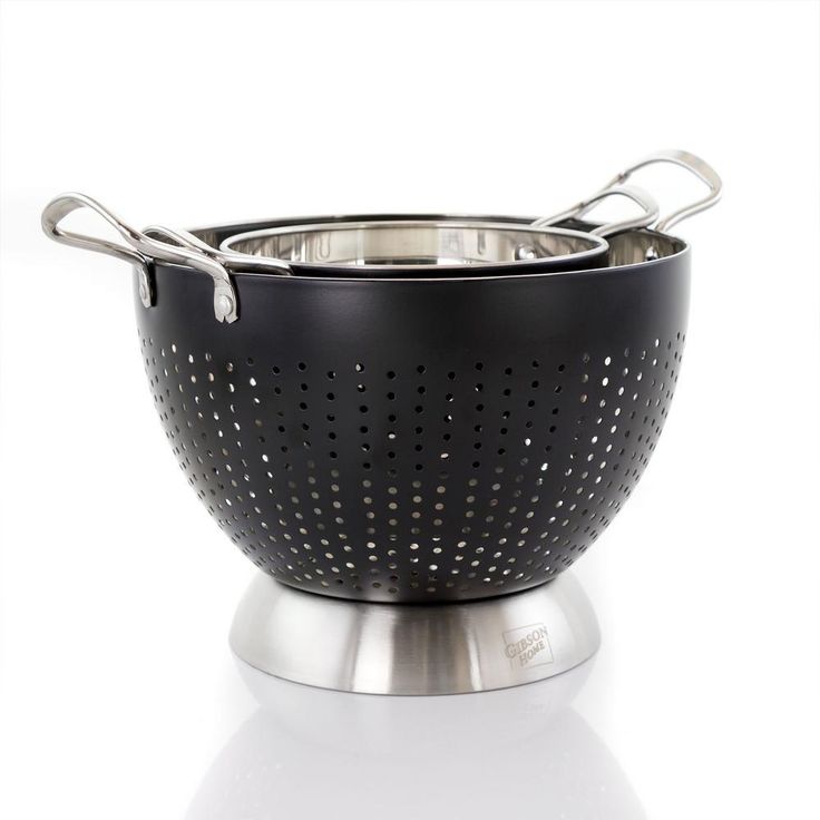 Crossen in Black Stainless Steel Colander Set (2-Piece)