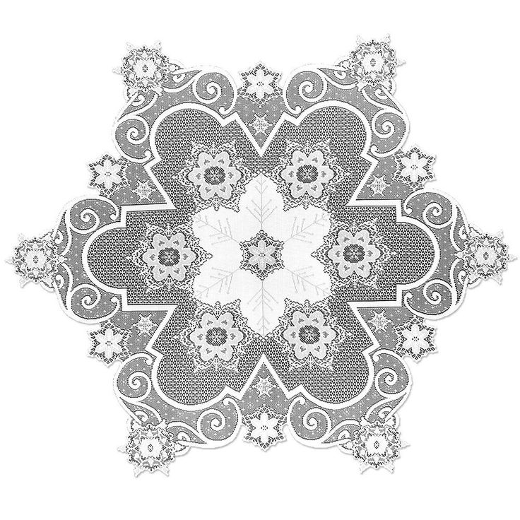 Snowflake 47 in. W x 47 in. L White Floral Polyester Round Table Topper