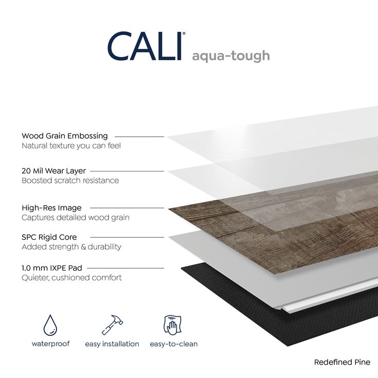 CALI Aqua Tough Redefined Pine Brown 20-mil x 7-3/32-in W x 48-in L Waterproof Interlocking Luxury Vinyl Plank Flooring (23.77-sq ft/ Carton)